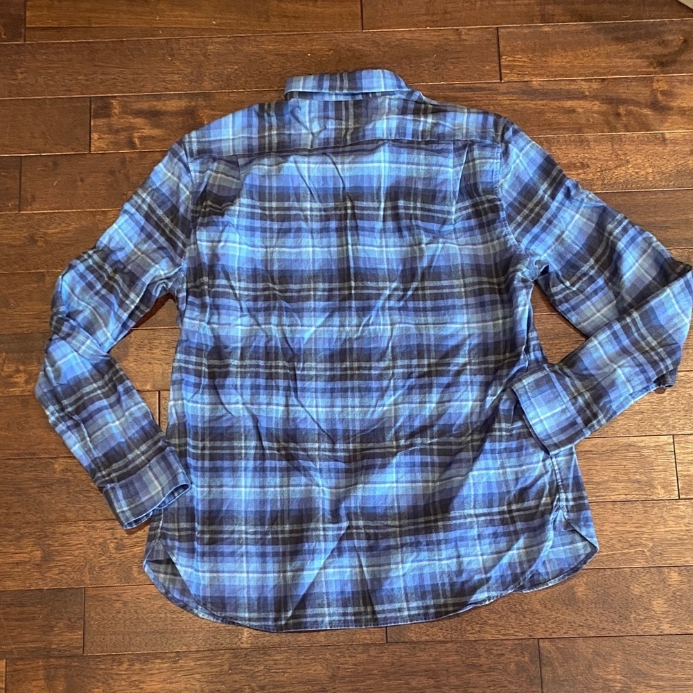 Vince Men's Blue and Black Checkered Shirt - Picture 8 of 9